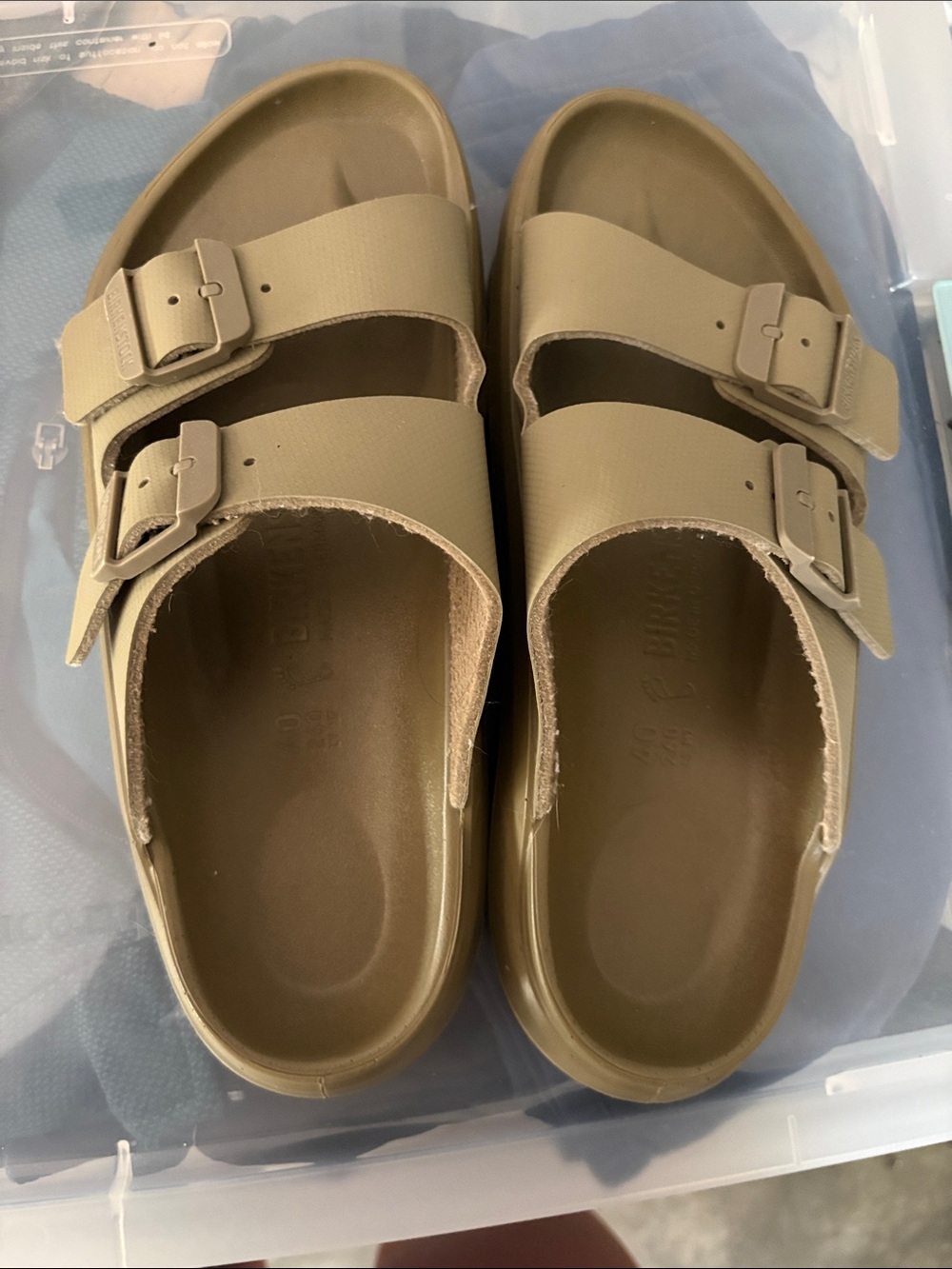 Birkenstock Two-Buckle Sandals in Khaki/Tan